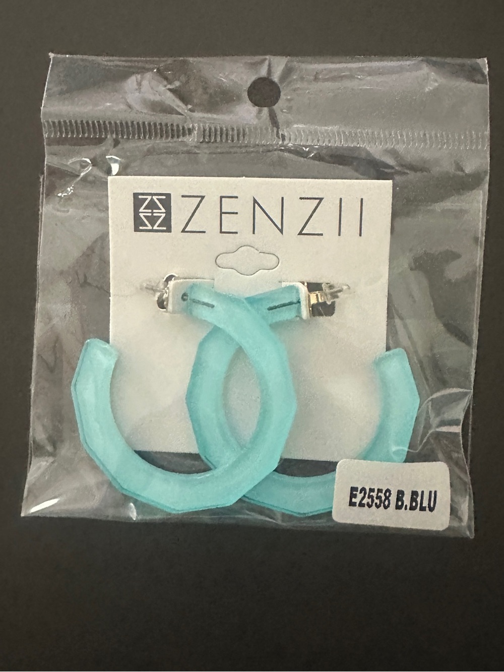 Large Textured Hoop Earring, Aqua Blue